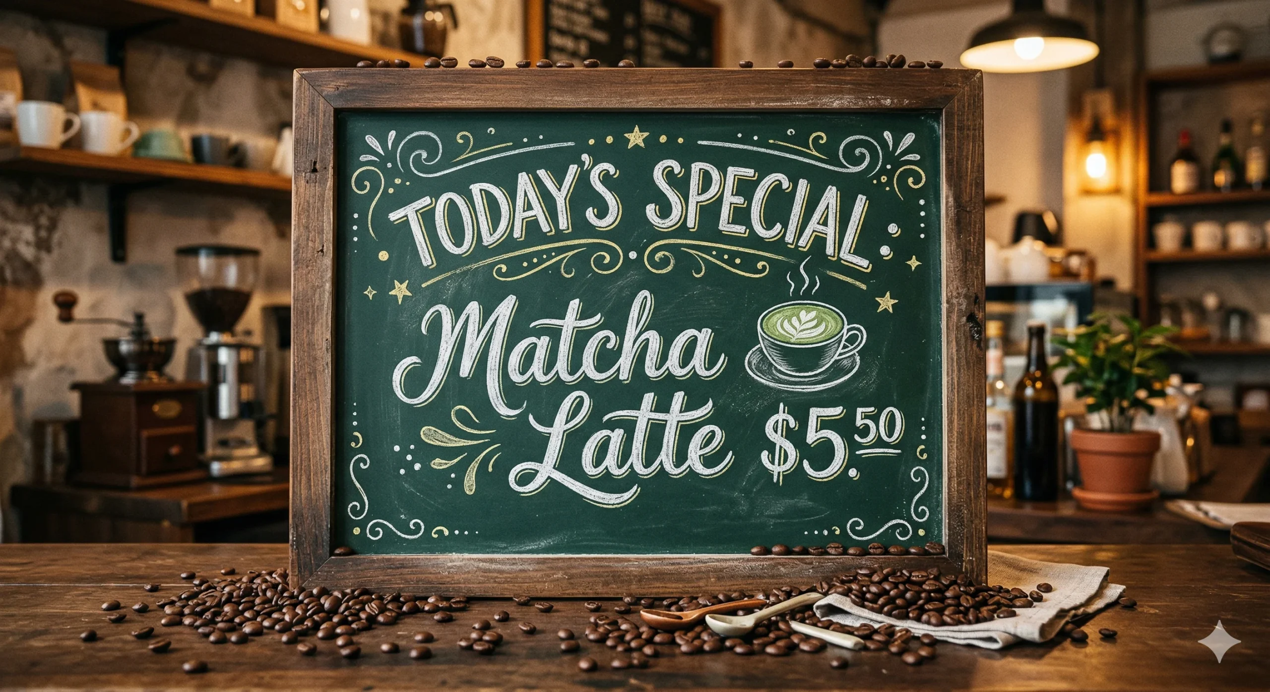 P1 1回目: Nano Banana 2 — 横長、豪華な装飾とカフェ背景