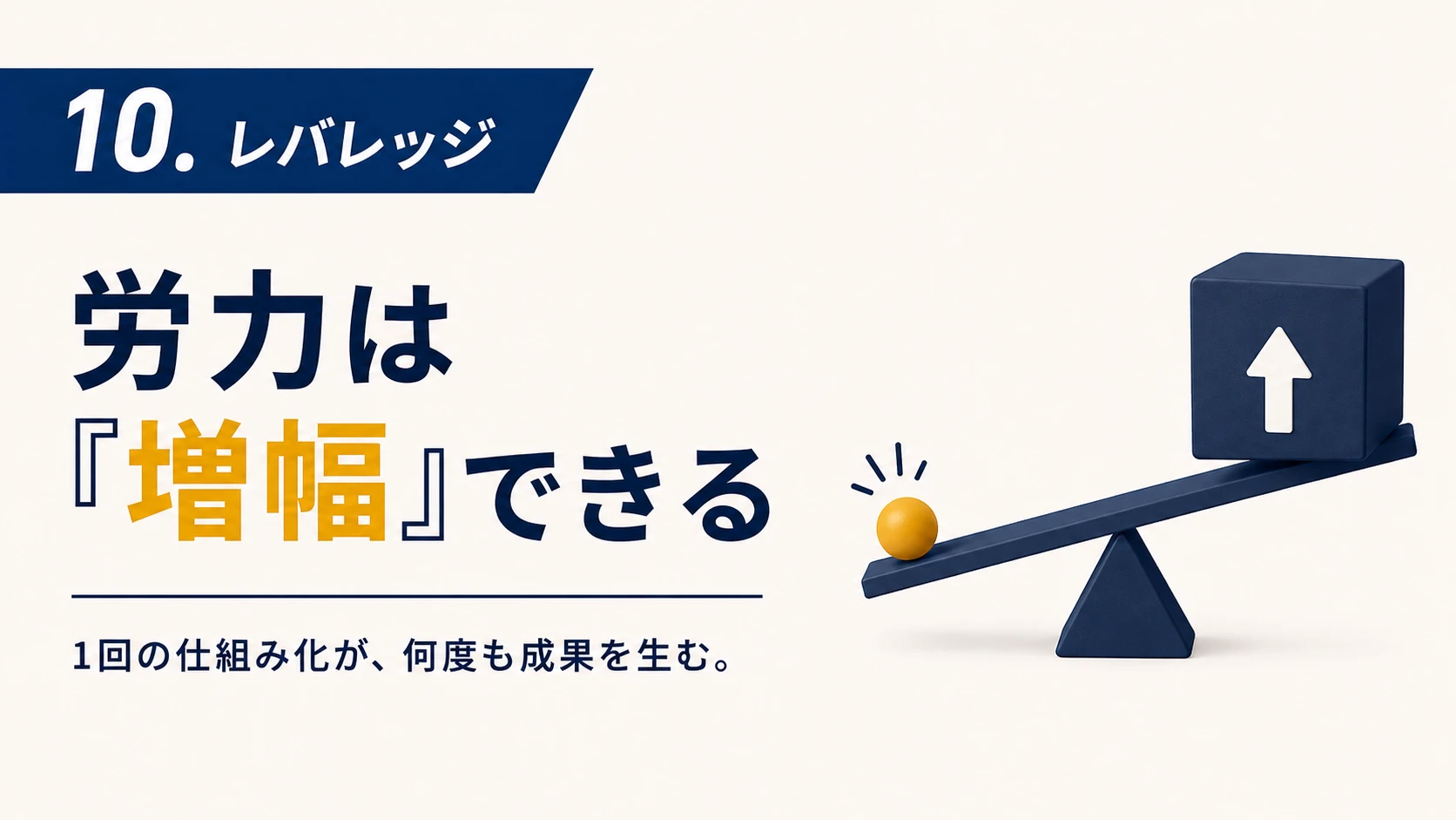 10. レバレッジ：同じ労力でより多くの結果を得る「てこの原理」